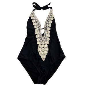 Kona sol black lace swimsuit onesie